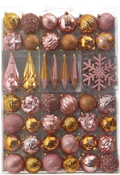 Shatterproof Christmas Tree Ornaments: Set of 52 in Pink by Bellanest