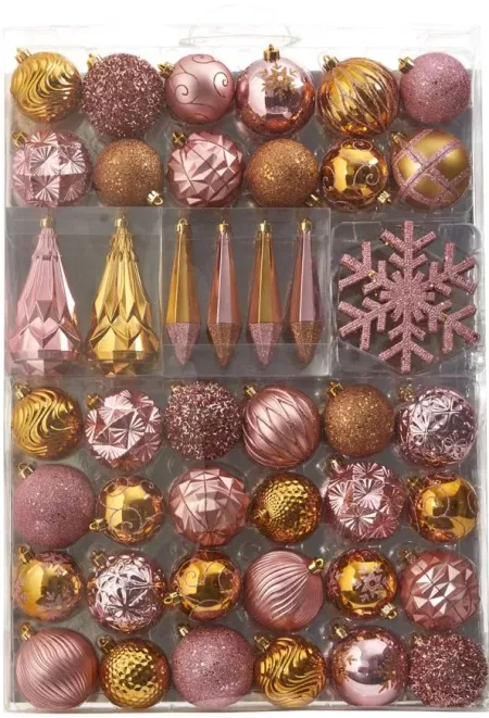 Shatterproof Christmas Tree Ornaments: Set of 52 in Pink by Bellanest