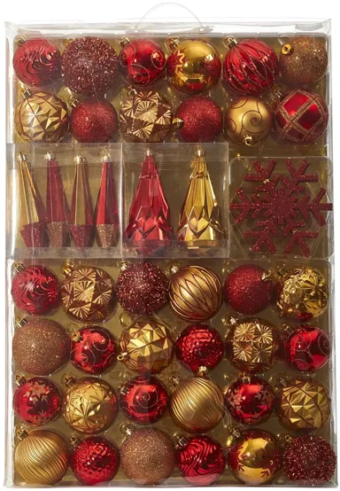 Shatterproof Christmas Tree Ornaments: Set of 52 in Red by Bellanest