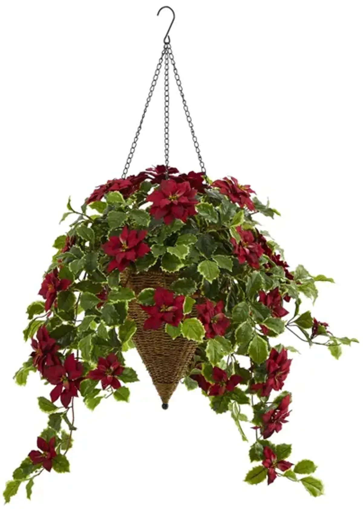 3.5ft. Poinsettia and Variegated Holly Artificial Plant