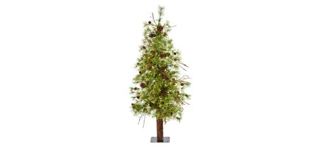 4ft. Pre-Lit Wyoming Alpine Artificial Christmas Tree in Green by Bellanest