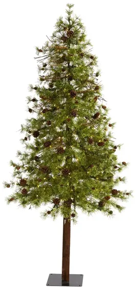 7ft. Pre-Lit Wyoming Alpine Artificial Christmas Tree in Green by Bellanest