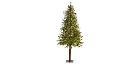 7ft. Pre-Lit Wyoming Alpine Artificial Christmas Tree in Green by Bellanest
