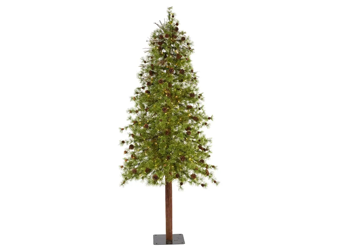 8ft. Pre-Lit Wyoming Alpine Artificial Christmas Tree in Green by Bellanest