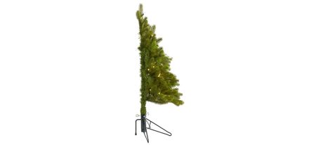 3ft. Pre-Lit Cambridge Spruce Flat Back Artificial Christmas Tree in Green by Bellanest