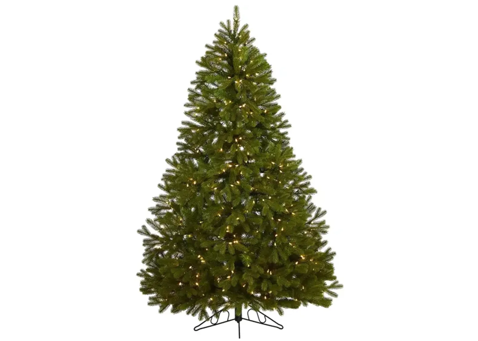 6ft. Pre-Lit Cambridge Spruce Flat Back Artificial Christmas Tree in Green by Bellanest