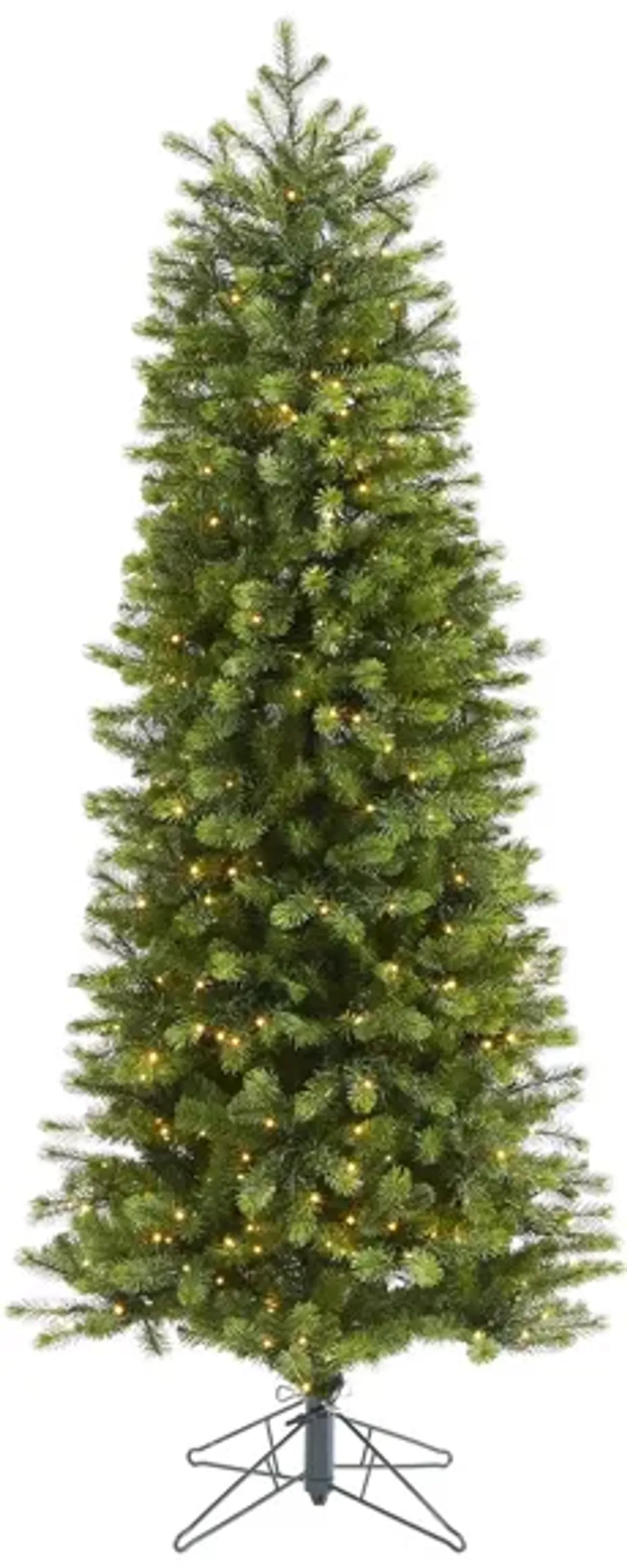 6.5ft. Pre-Lit Slim Colorado Mountain Spruce Artificial Christmas Tree in Green by Bellanest