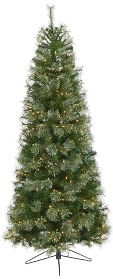 6.5ft. Pre-Lit Cashmere Slim Artificial Christmas Tree in Green by Bellanest