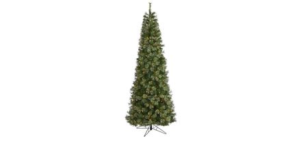 9ft. Pre-Lit Cashmere Slim Artificial Christmas Tree in Green by Bellanest