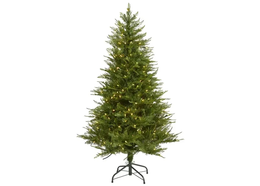 5ft. Pre-Lit Wisconsin Fir Artificial Christmas Tree in Green by Bellanest