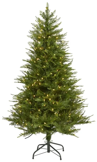 5ft. Pre-Lit Wisconsin Fir Artificial Christmas Tree in Green by Bellanest