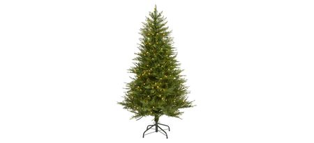 5ft. Pre-Lit Wisconsin Fir Artificial Christmas Tree in Green by Bellanest