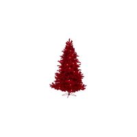 7ft. Pre-Lit Red Flocked Fraser Fir Artificial Christmas Tree in Green by Bellanest