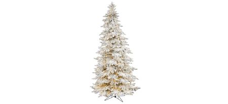 9ft. Pre-Lit Flocked Grand Northern Rocky Fir Artificial Christmas Tree in White by Bellanest