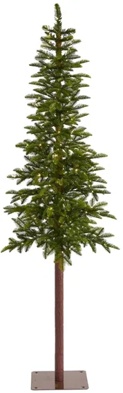 7ft. Pre-Lit Alaskan Alpine Artificial Christmas Tree in Green by Bellanest