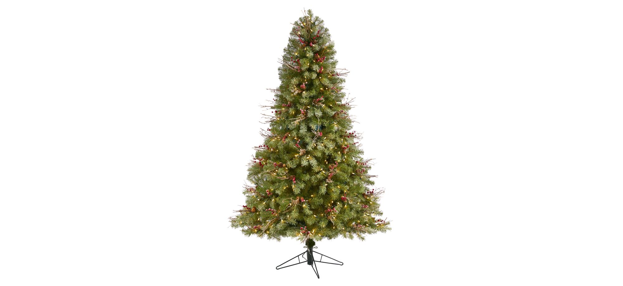 6.5ft. Pre-Lit Lightly Frosted Big Sky Spruce Artificial Christmas Tree in Green by Bellanest