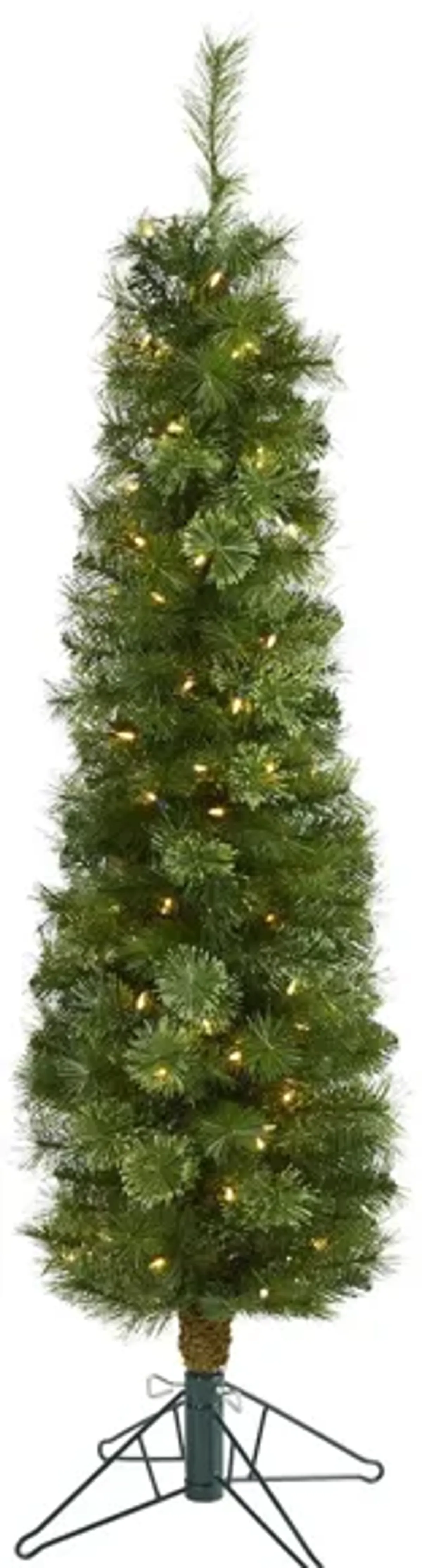 5ft. Pre-Lit Green Pencil Artificial Christmas Tree in Green by Bellanest