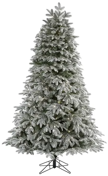 7ft. Pre-Lit Flocked Colorado Mountain Fir Artificial Christmas Tree in Green by Bellanest