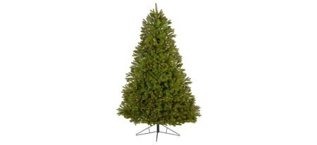 7ft. Pre-Lit Cambridge Spruce Flat Back Artificial Christmas Tree in Green by Bellanest