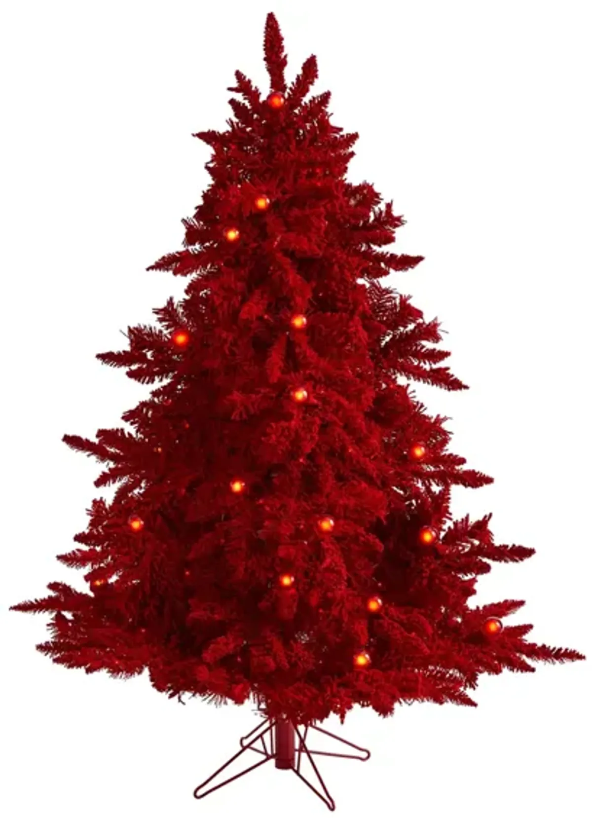 5ft. Pre-Lit Red Flocked Fraser Fir Artificial Christmas Tree