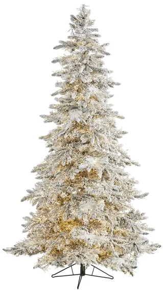 7.5ft. Pre-Lit Flocked Grand Northern Rocky Fir Artificial Christmas Tree in Green by Bellanest