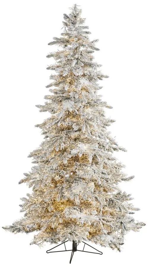 7.5ft. Pre-Lit Flocked Grand Northern Rocky Fir Artificial Christmas Tree in Green by Bellanest