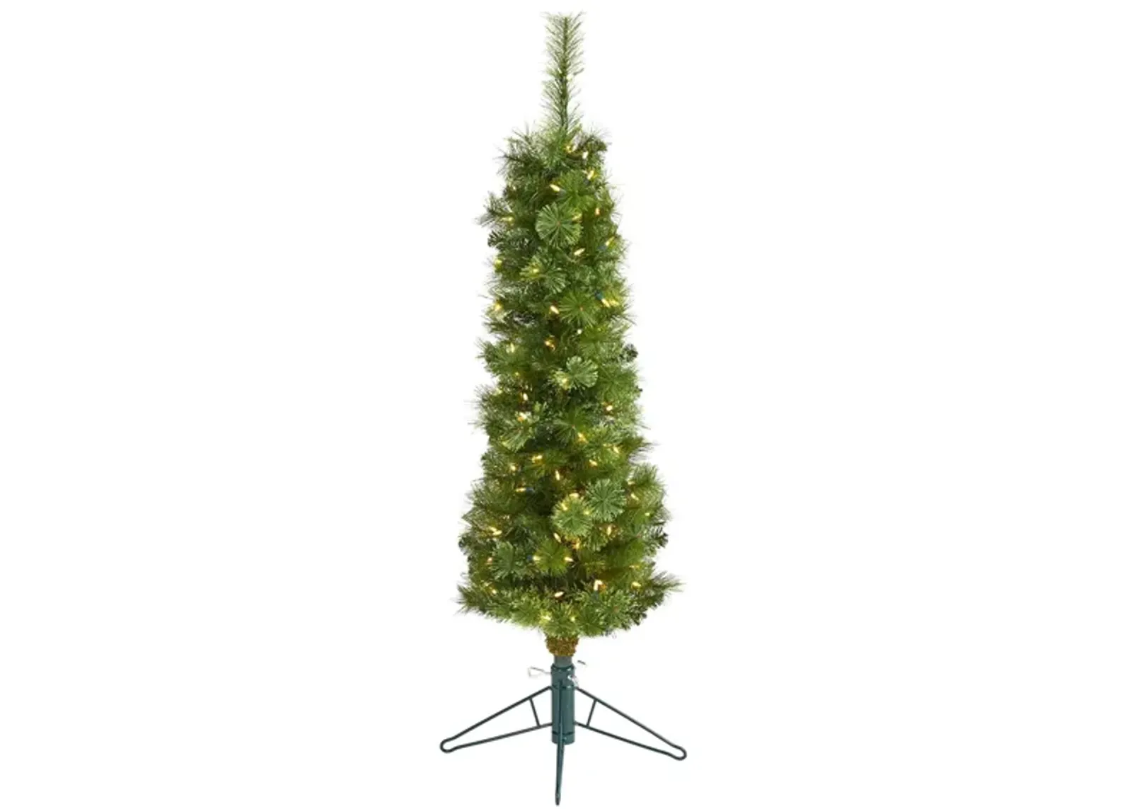 4ft. Pre-Lit Green Pencil Artificial Christmas Tree in Green by Bellanest