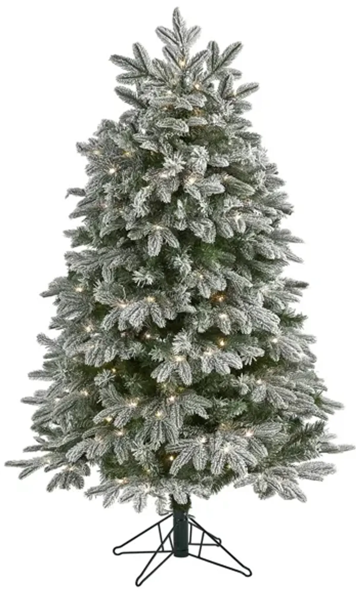 5ft. Pre-Lit Flocked Colorado Mountain Fir Artificial Christmas Tree in Green by Bellanest