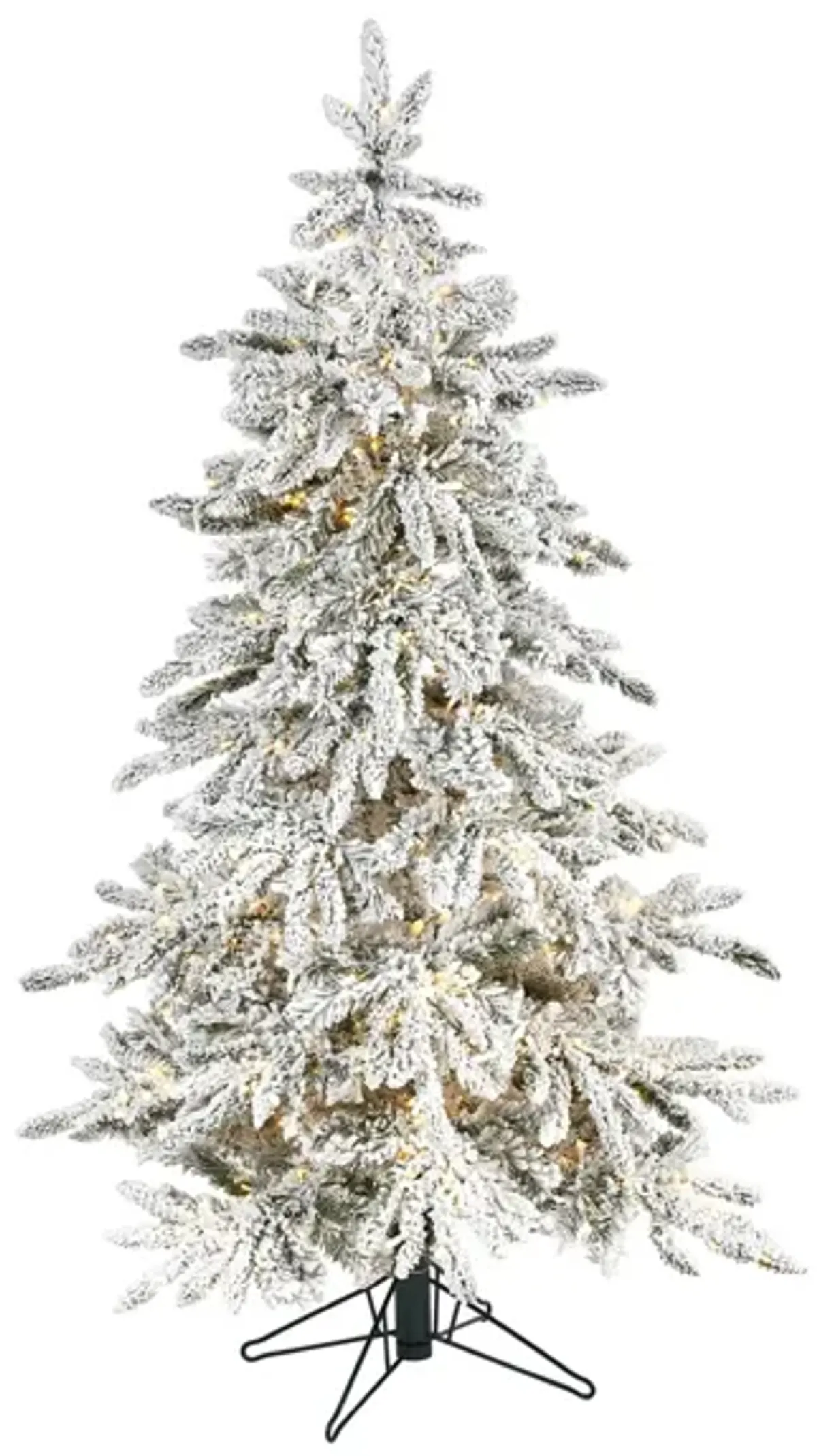 5ft. Pre-Lit Flocked Grand Northern Rocky Fir Artificial Christmas Tree in Green by Bellanest