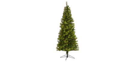 6.5ft. Pre-Lit Green Valley Pine Artificial Christmas Tree in Green by Bellanest