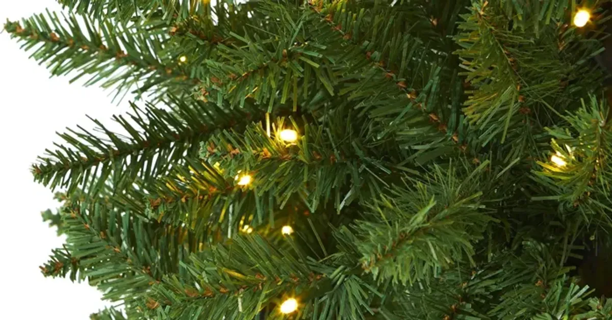 6.5ft. Pre-Lit Slim Green Mountain Pine Artificial Christmas Tree