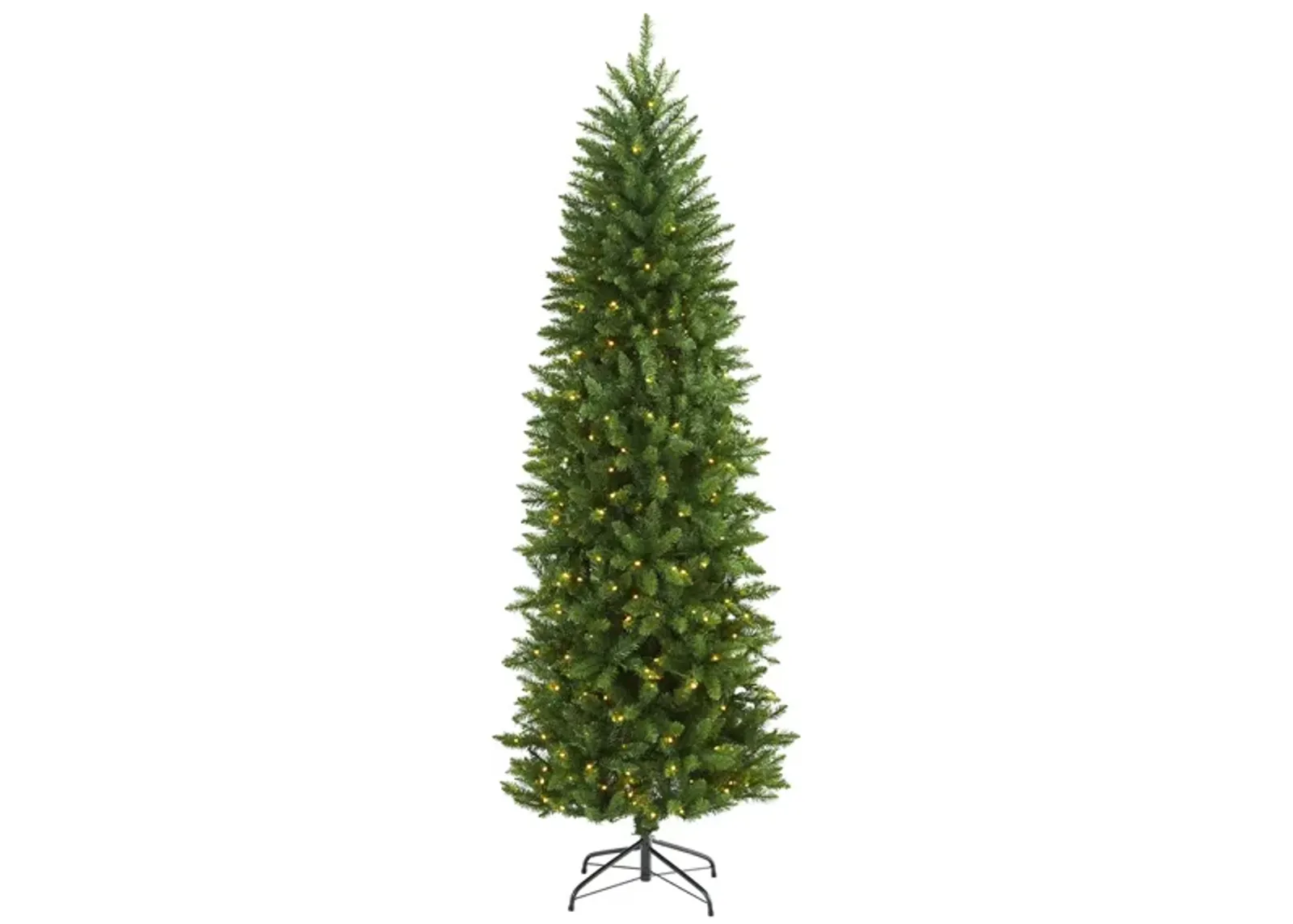 6.5ft. Pre-Lit Slim Green Mountain Pine Artificial Christmas Tree in Green by Bellanest