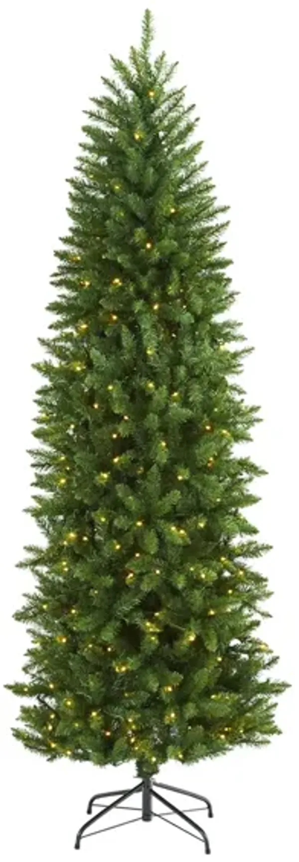 7ft. Pre-Lit Slim Green Mountain Pine Artificial Christmas Tree