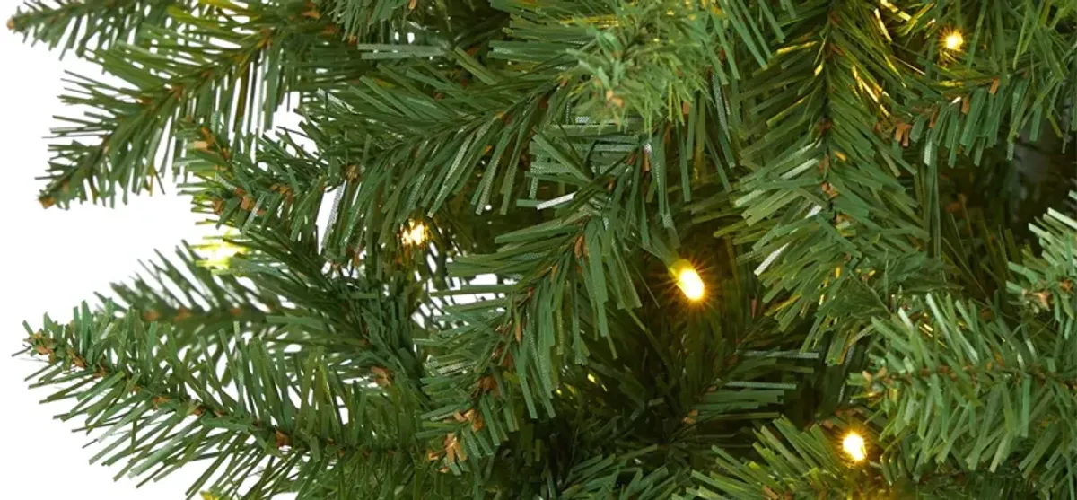 7.5ft. Pre-Lit Slim Green Mountain Pine Artificial Christmas Tree