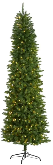 7.5ft. Pre-Lit Slim Green Mountain Pine Artificial Christmas Tree in Green by Bellanest