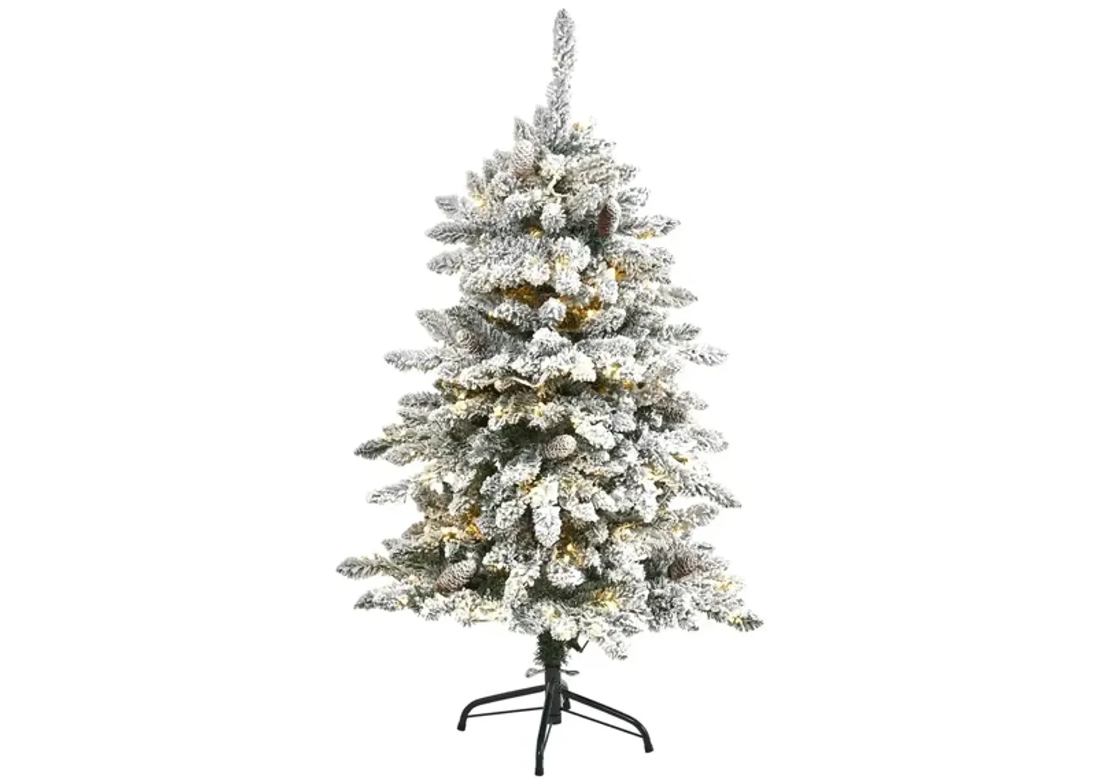 4ft. Pre-Lit Flocked Livingston Fir Artificial Christmas Tree in Green by Bellanest