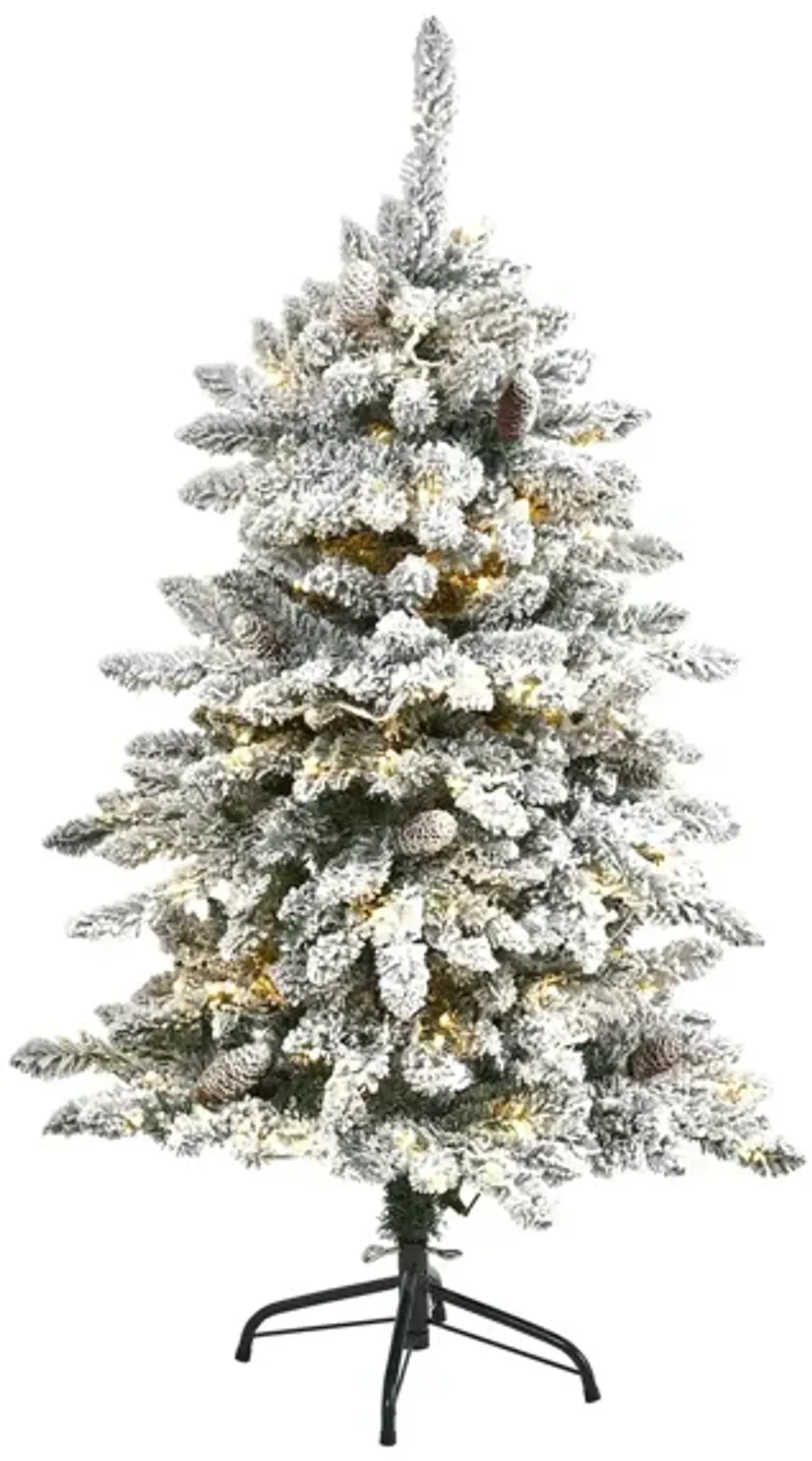 4ft. Pre-Lit Flocked Livingston Fir Artificial Christmas Tree in Green by Bellanest