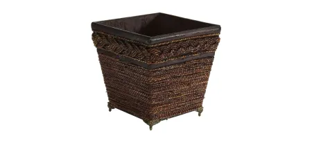 Lacquered Coiled Rope Decorative Planter in Brown by Bellanest
