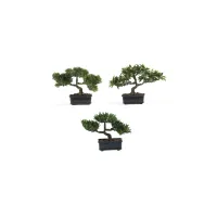 12in. Bonsai Silk Plant Collection (Set of 3) in Green by Bellanest