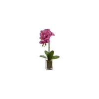 24in. Orchid Phalaenopsis Artificial Arrangement in Vase in Pink by Bellanest