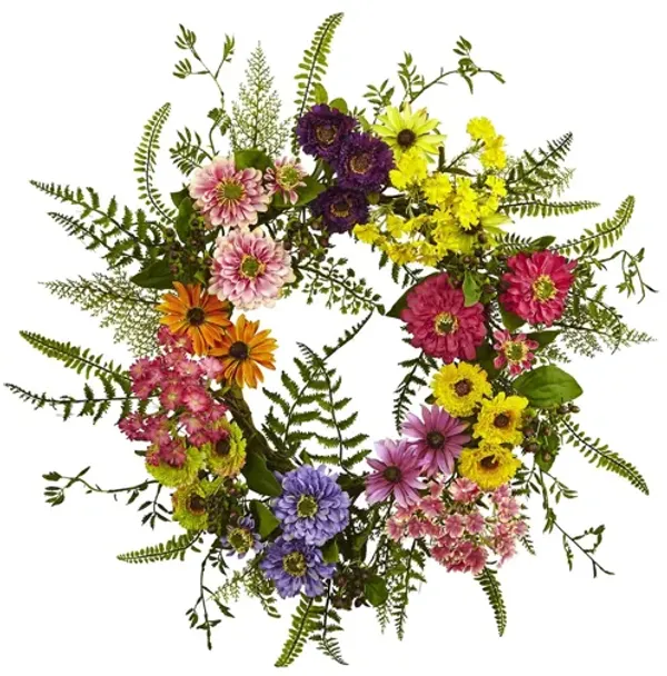 Mixed Flower Artificial Wreath