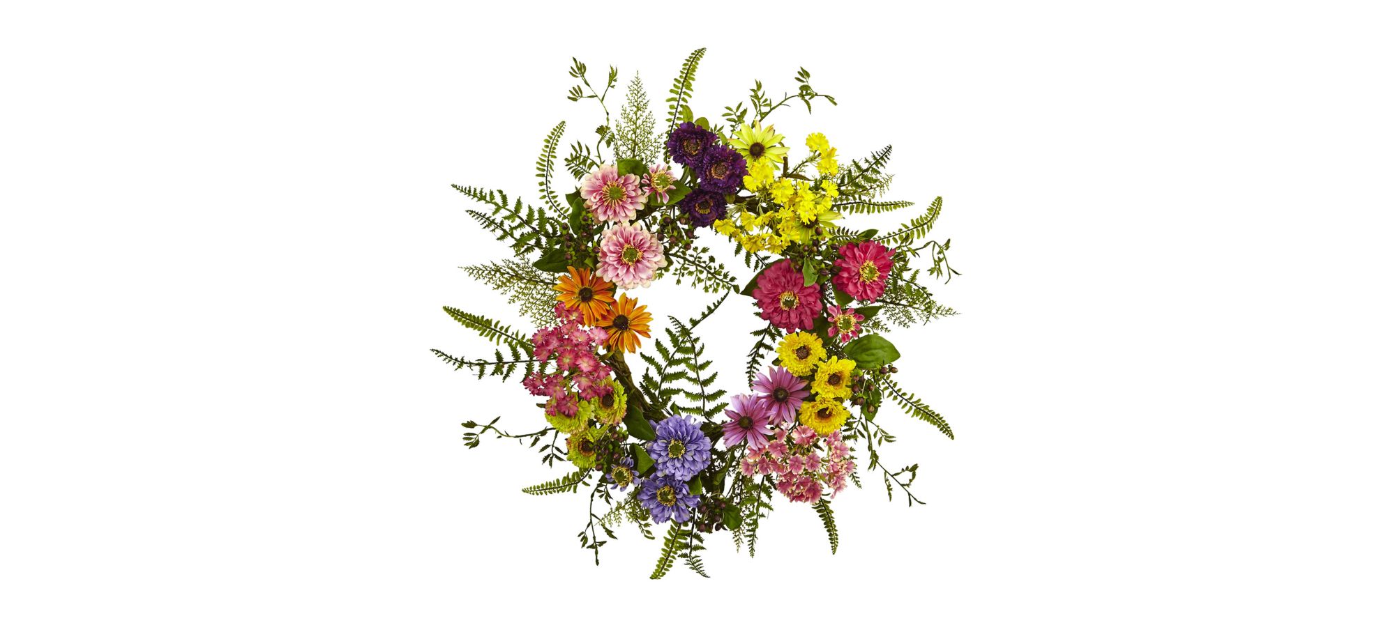 Mixed Flower Artificial Wreath in Multicolor by Bellanest