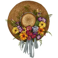 Mixed Flower Hat Wreath in Multicolor by Bellanest