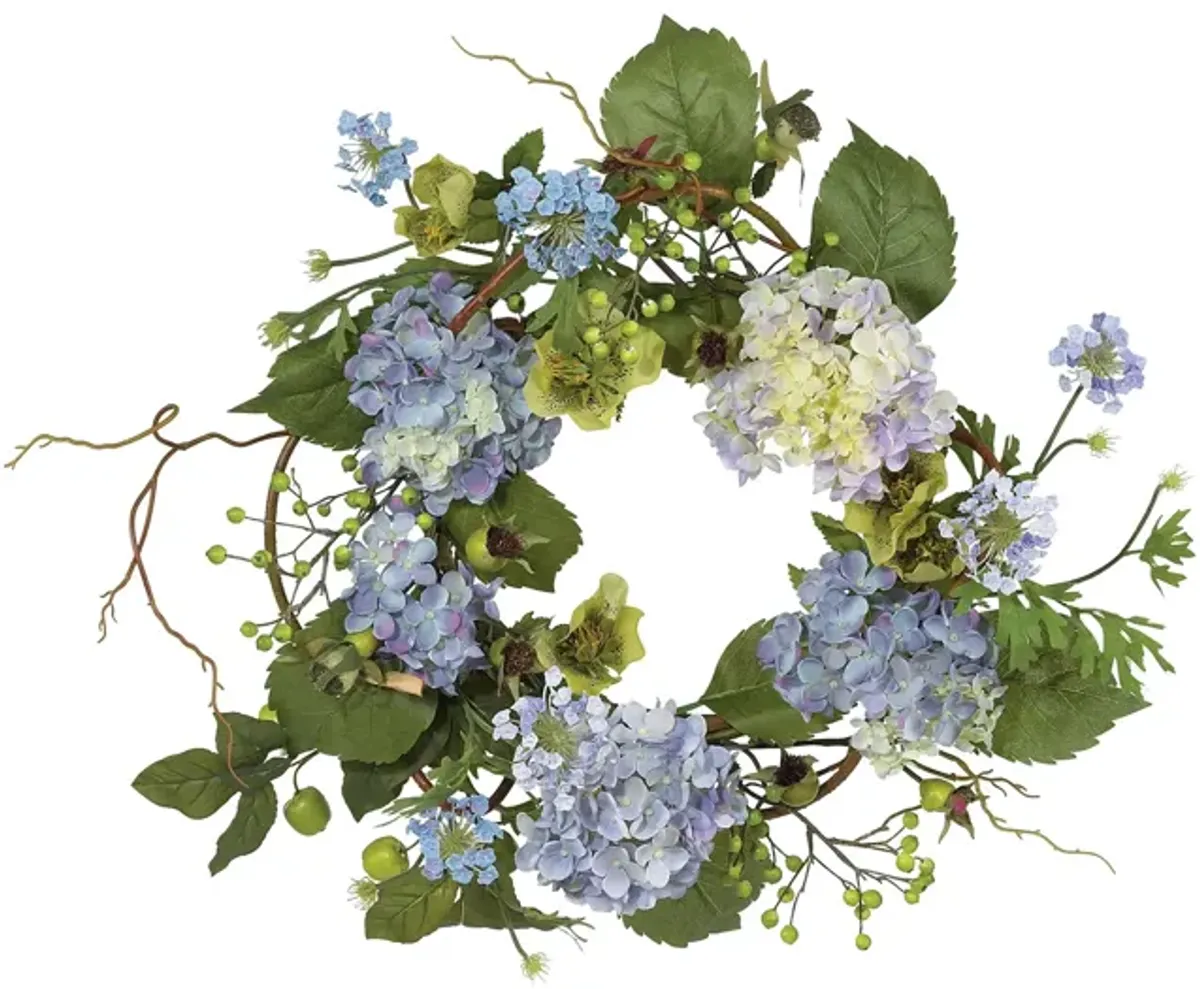 20in. Hydrangea Wreath in Blue by Bellanest