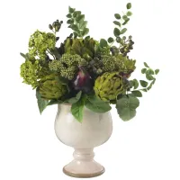 Artichoke and Hydrangea Silk Flower Arrangement in Green by Bellanest