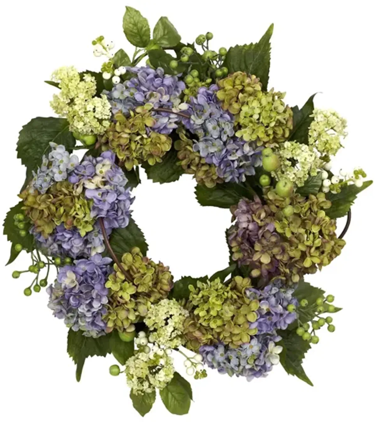 22in. Hydrangea Wreath in Purple/ Green by Bellanest