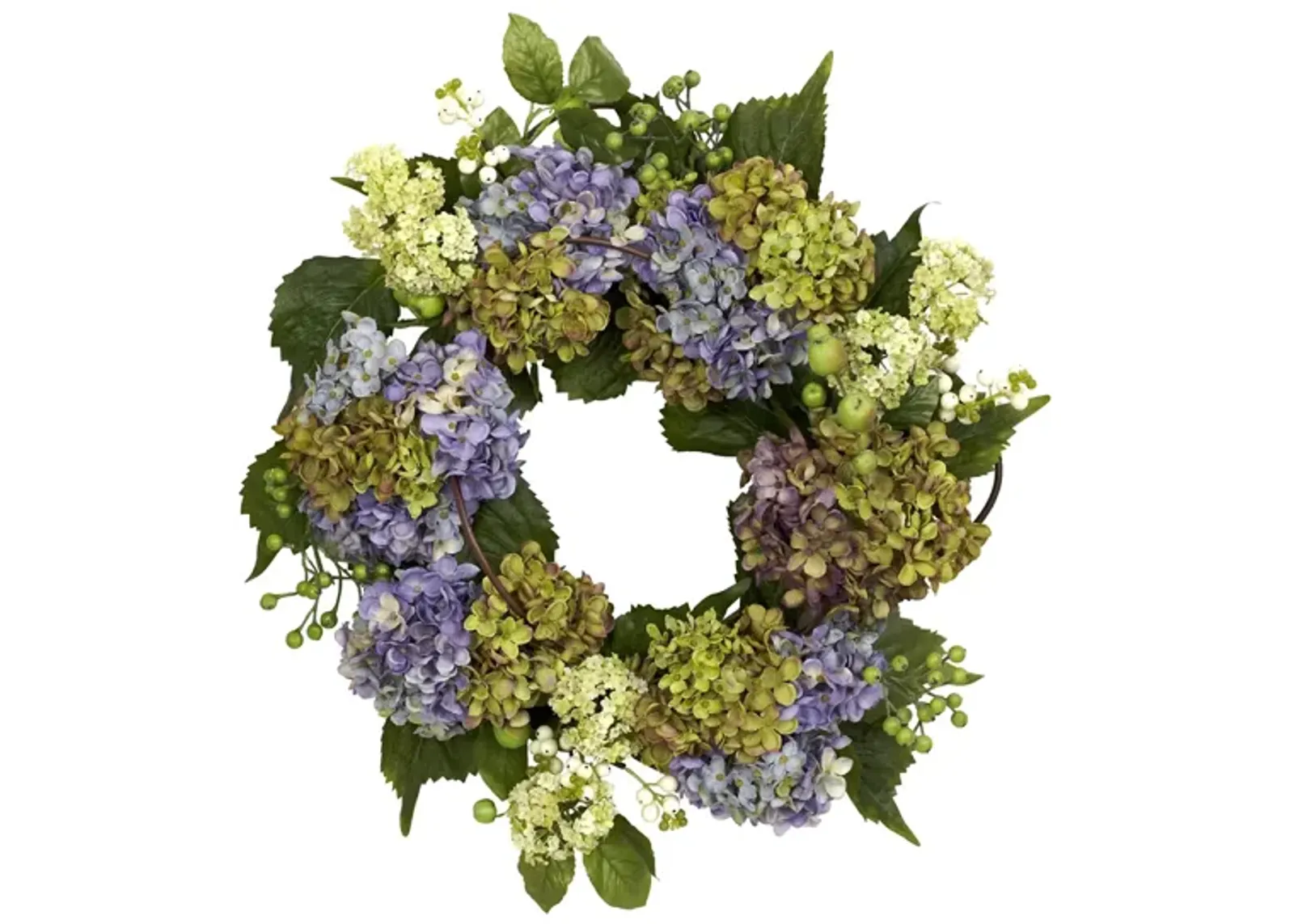 22in. Hydrangea Wreath in Purple/ Green by Bellanest