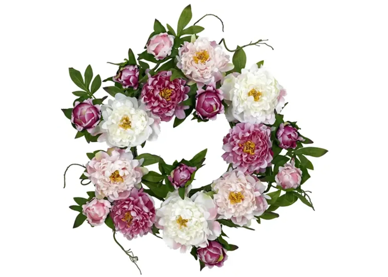 22in. Peony Artificial Wreath in Pink by Bellanest