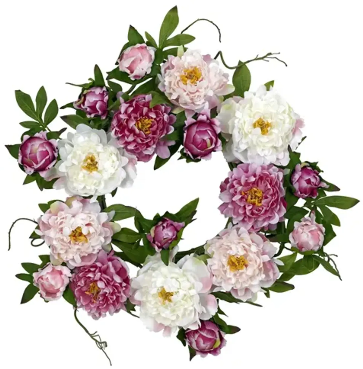 22in. Peony Artificial Wreath in Pink by Bellanest