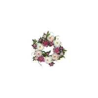 22in. Peony Artificial Wreath in Pink by Bellanest